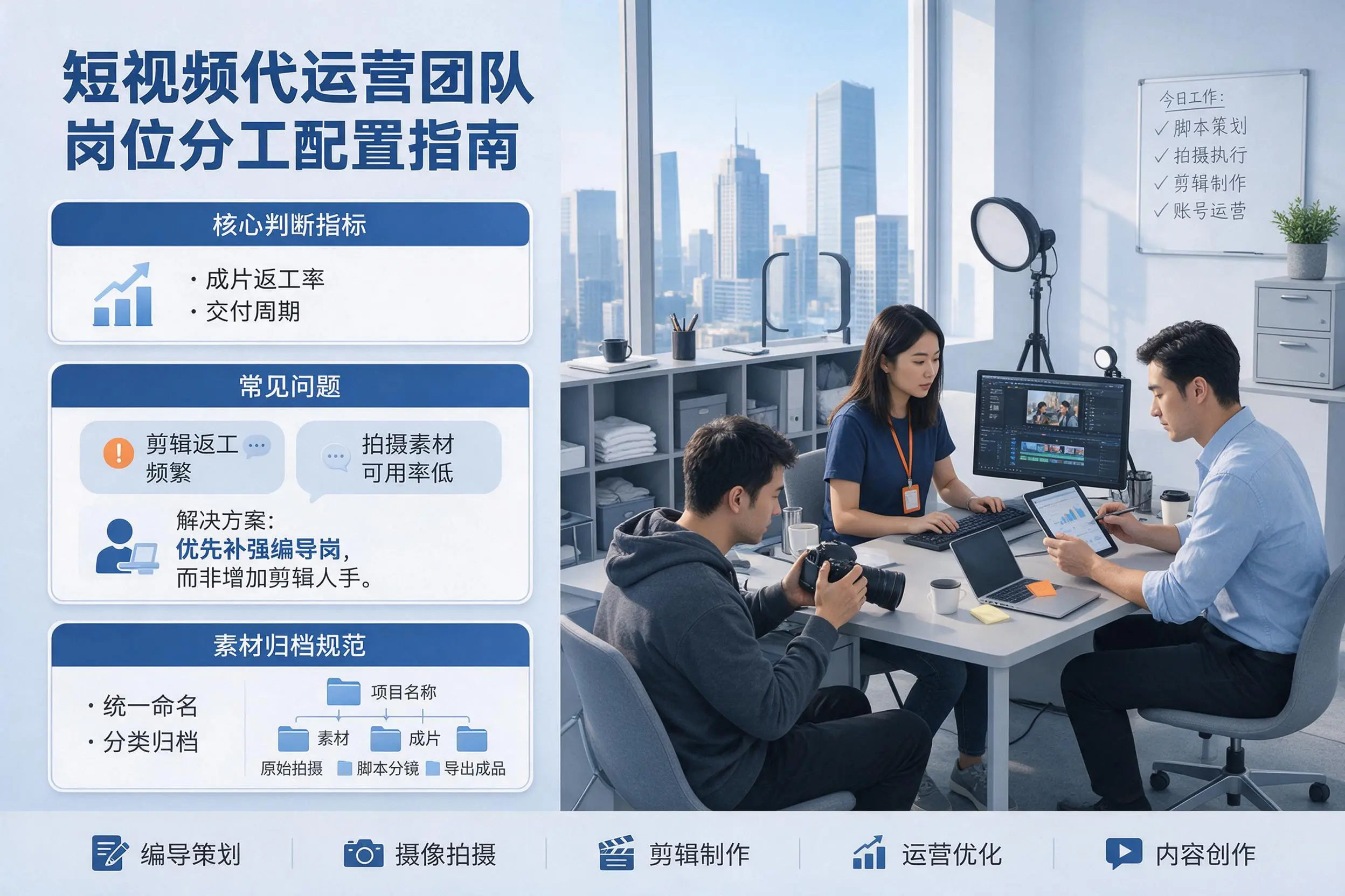 短视频代运营团队如何配置？大连企业岗位分工科普说明
