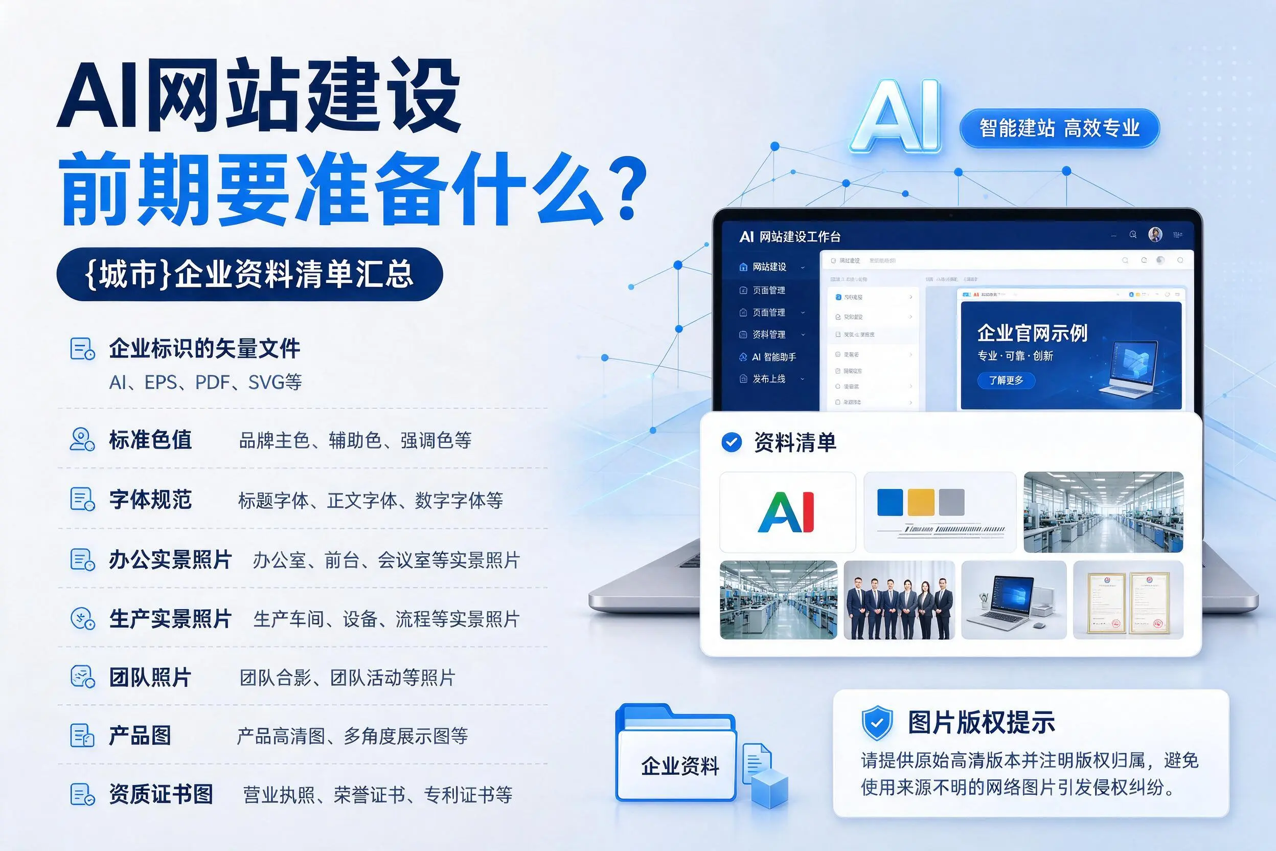 AI网站建设前期要准备什么？大连企业资料清单汇总